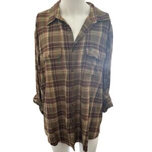 Timberland - Men’s Vintage Brown Flannel Button Down Shirt - XXL